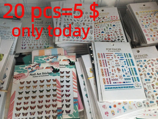 20 pcs different kinds of nail stickers only cost 5 $